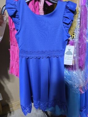 Rare Editions Royal Blue Lace Waist Party Dress